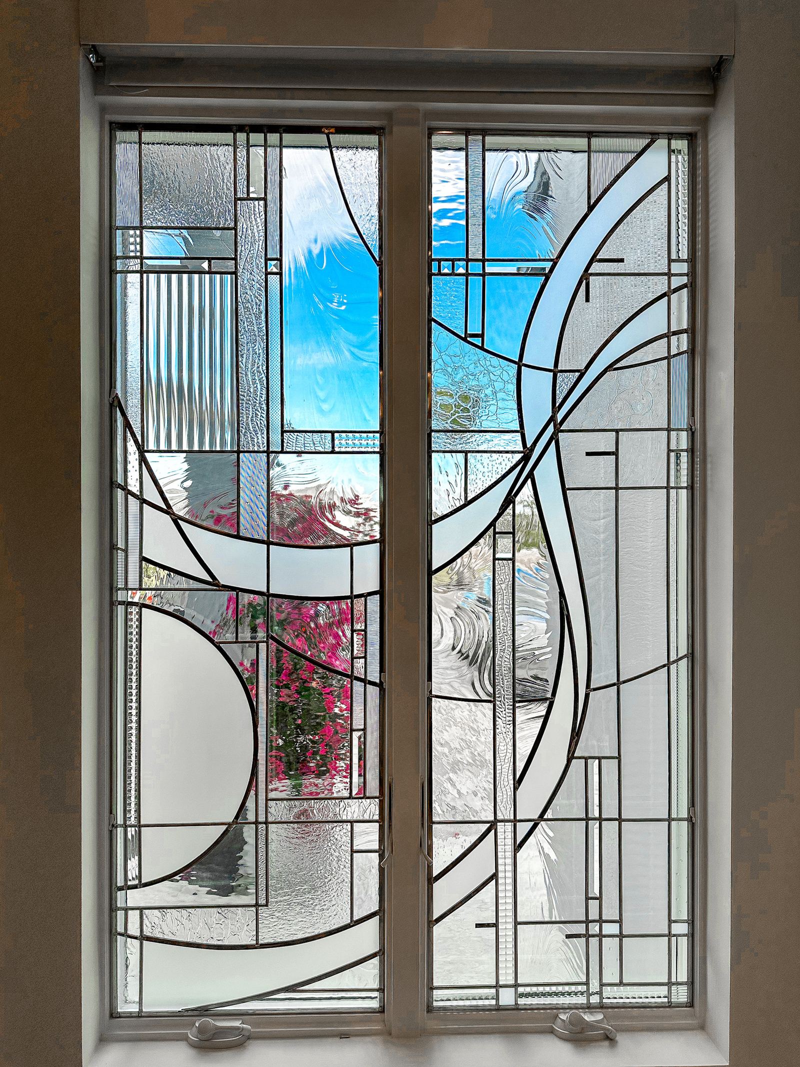 Custom stained glass window in a private residence, Naples, Florida