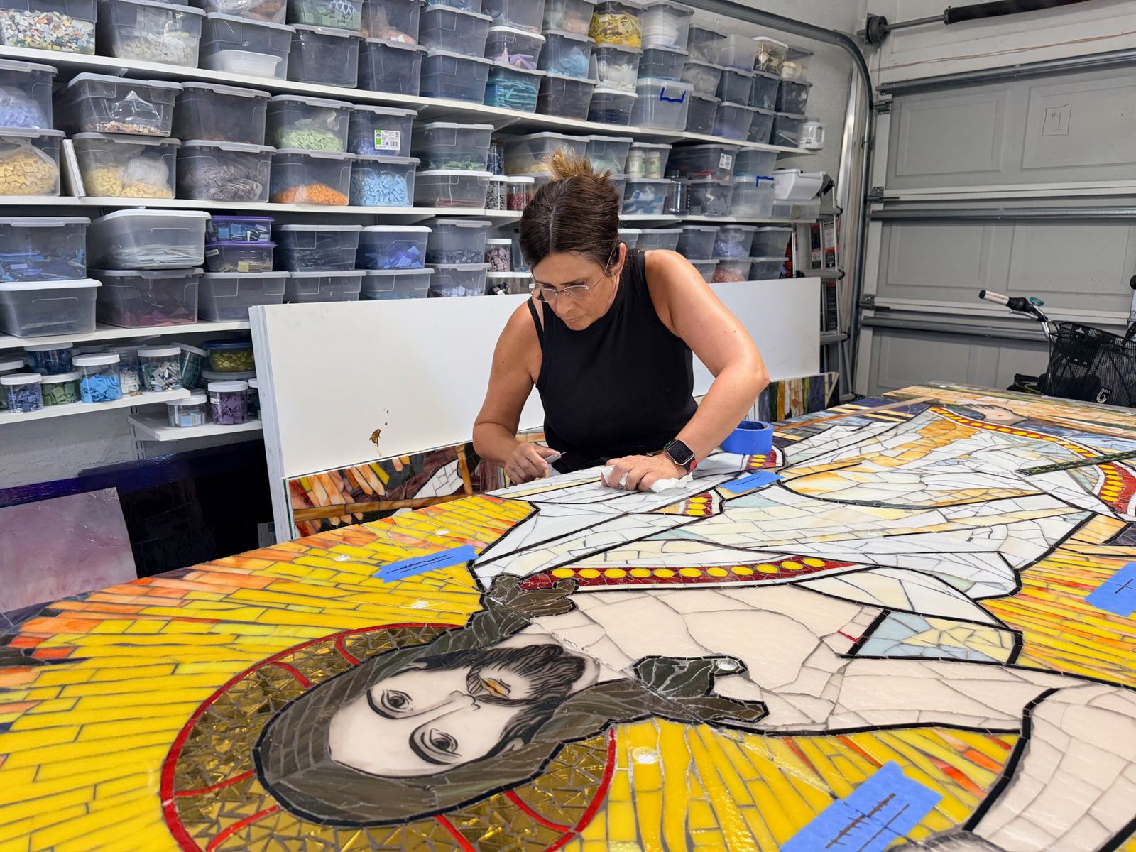 Resurrection of Christ glass mural project at St. Thomas More, photo 2