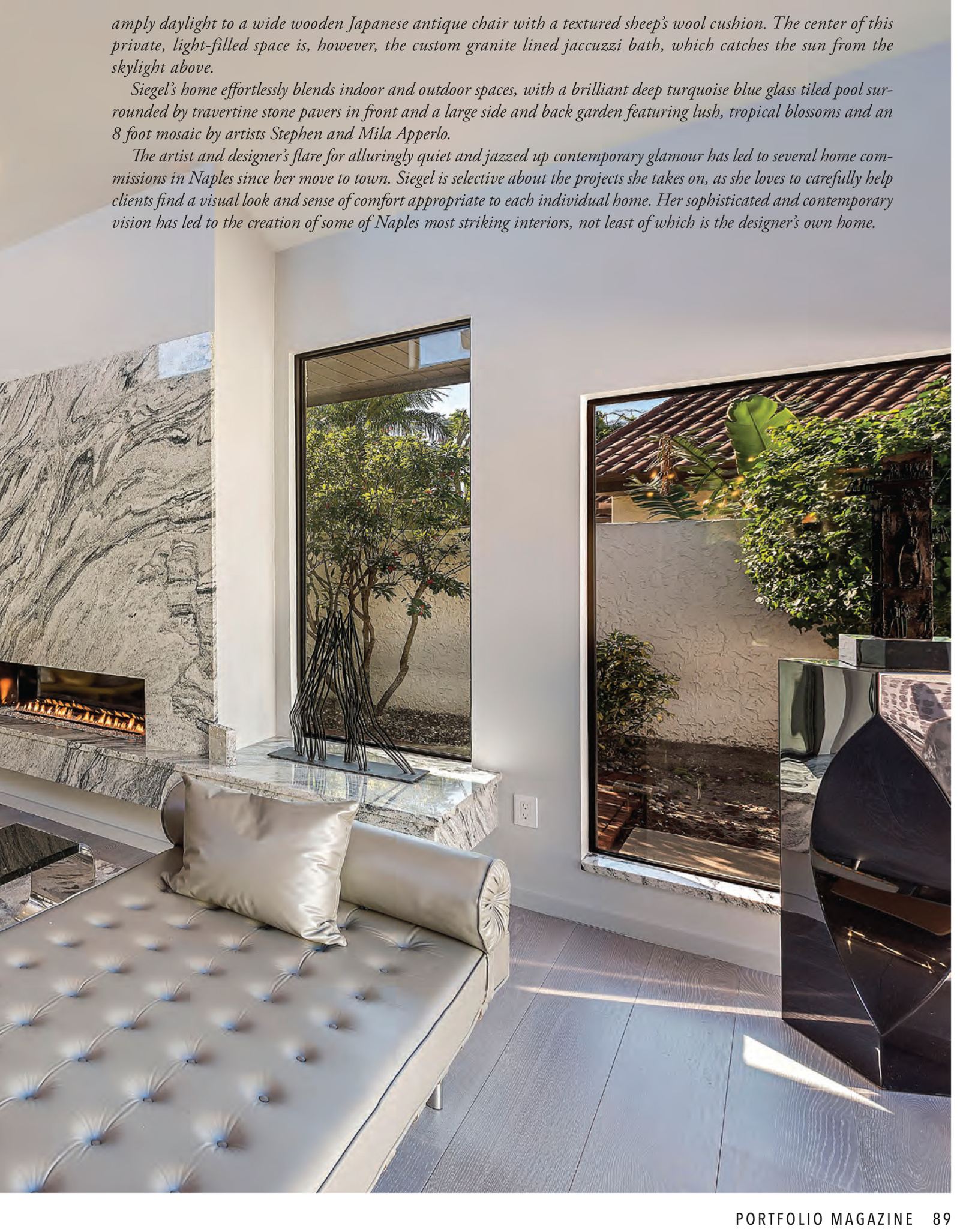 Portfolio Magazine feature on interior design with mosaic in Naples, Florida, page 2