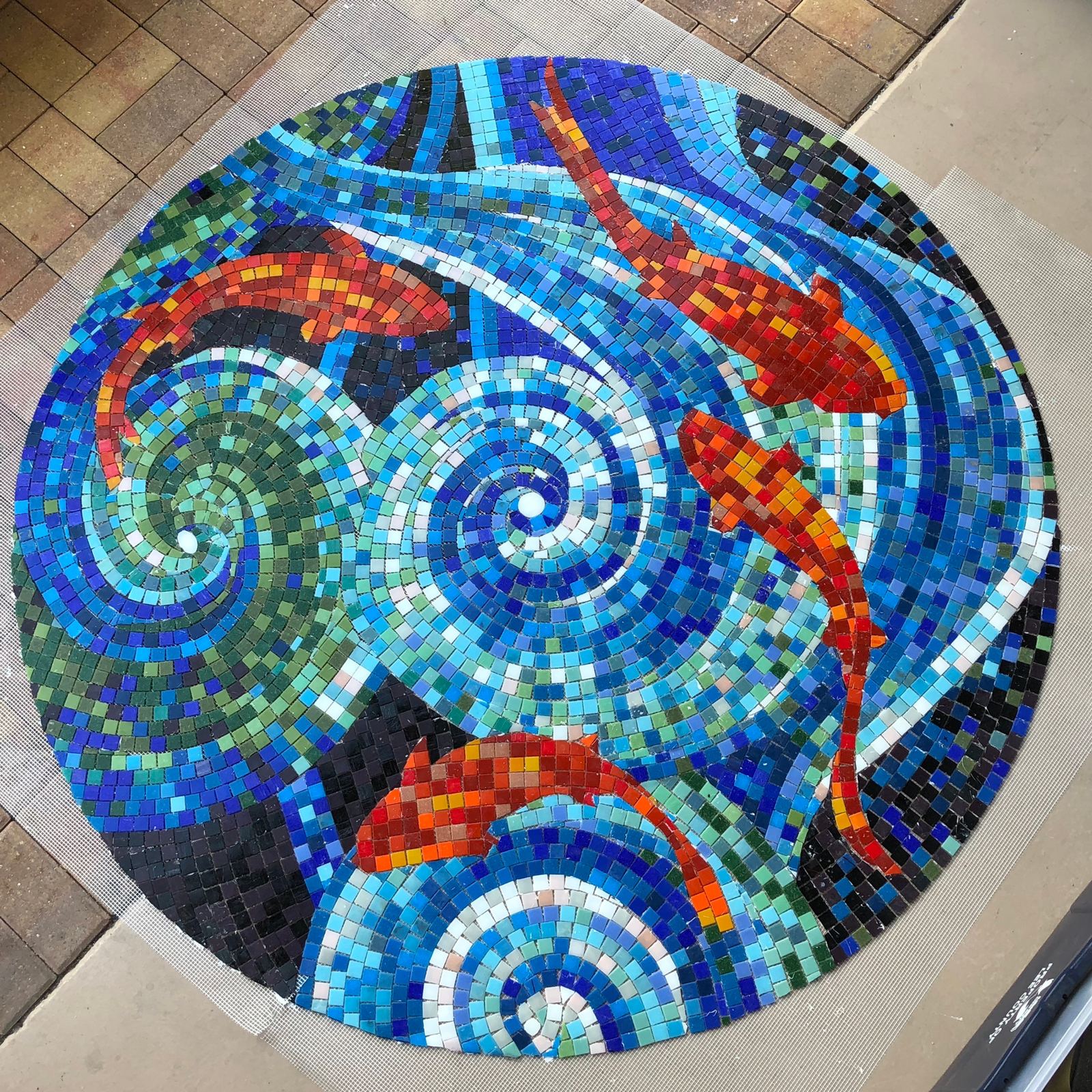 Glass tile fish mosaic for a private swimming pool in Bonita Springs, Florida, photo 3