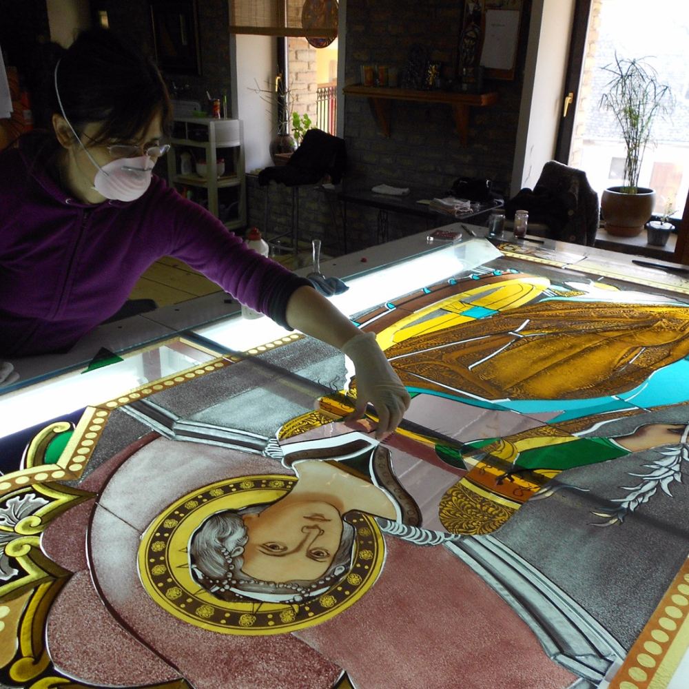 Custom stained glass by Apperlo Art for St. Agnes Catholic Church in Naples, Florida