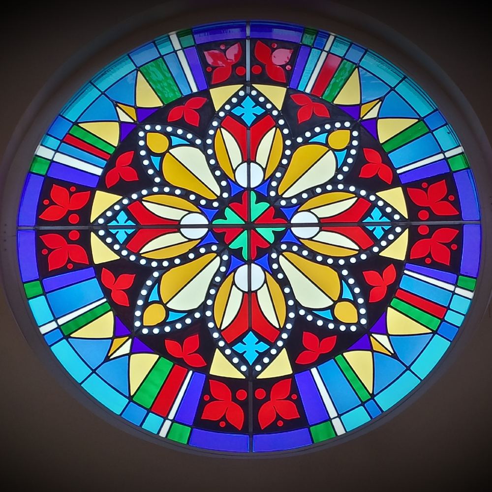 Stained glass window at St. Joseph on Carrollton Manor church in Frederick, Maryland
